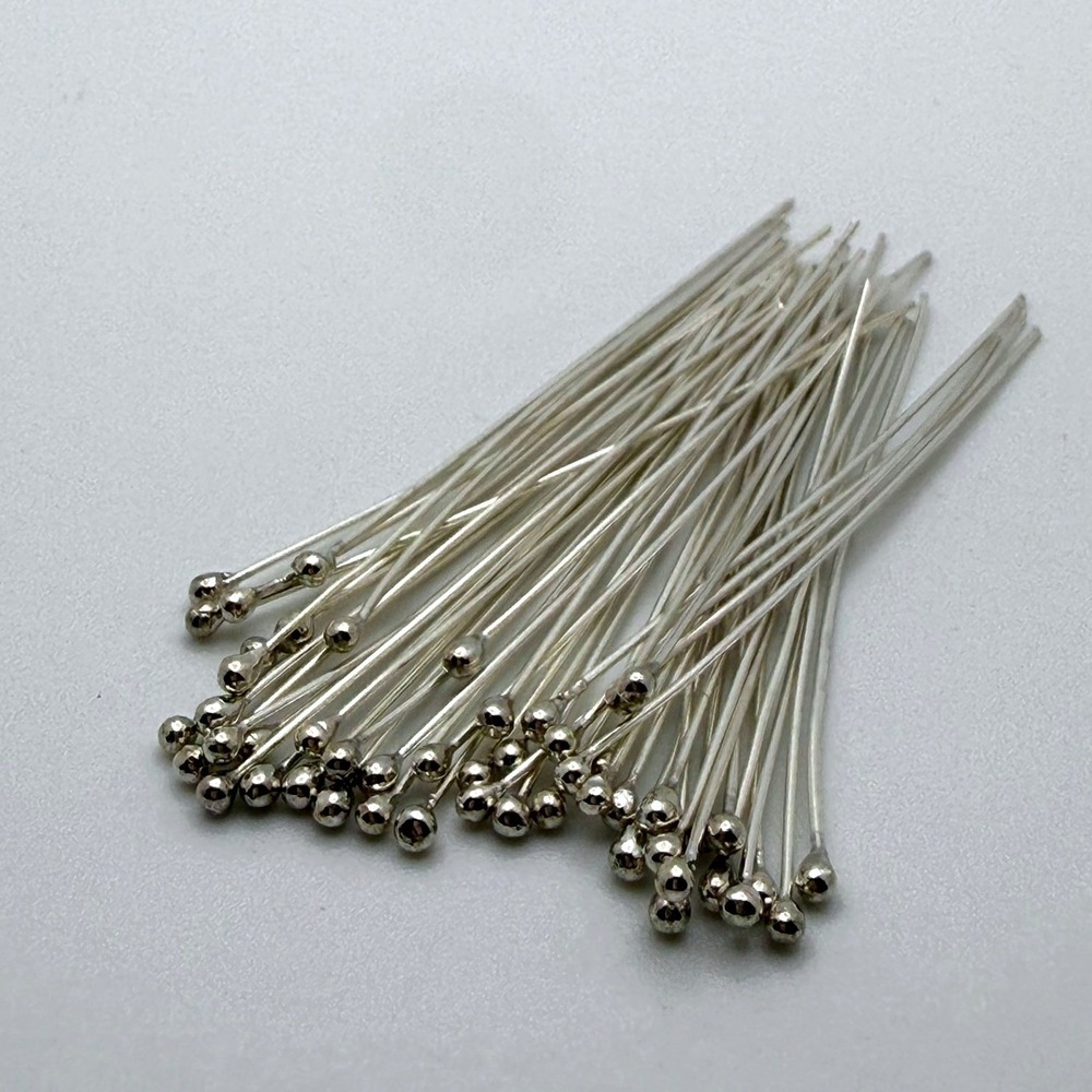 50pc Sterling Silver 2 Inch Ball Pin Headpin 24 Gauge Jewelry Making CF-54